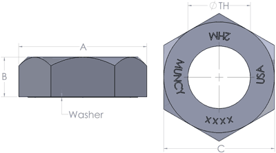 Heavy Hex Jam Nut Diagram