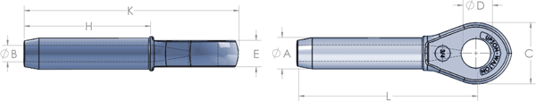 Stainless Steel Closed Swage Socket DIagram