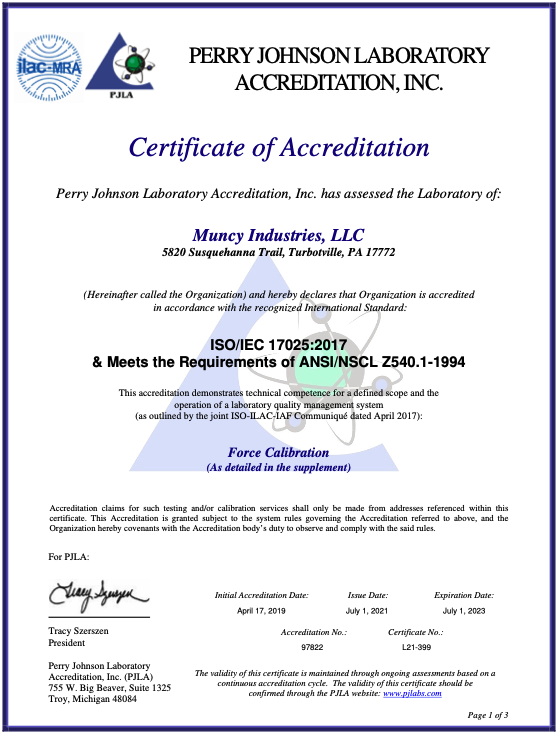 ISO 17025 Accreditation 2021 - 2023